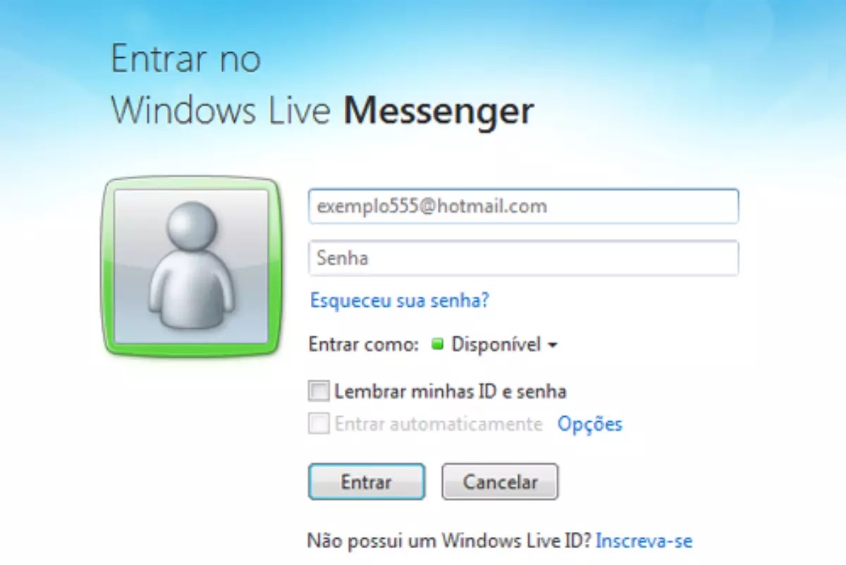 Tela inicial do MSN 